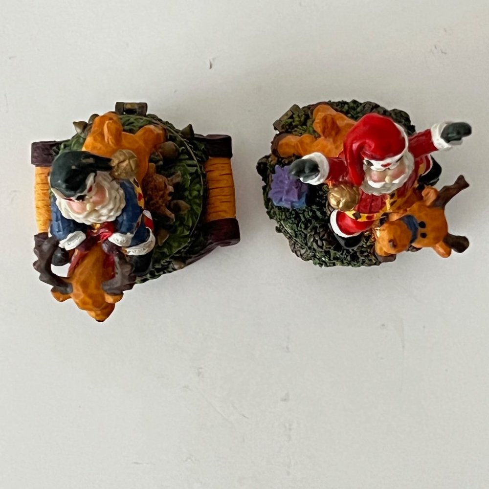 Vintage Whimsical Santa Riding ReindeerTrinket Boxes - Picture 9 of 16
